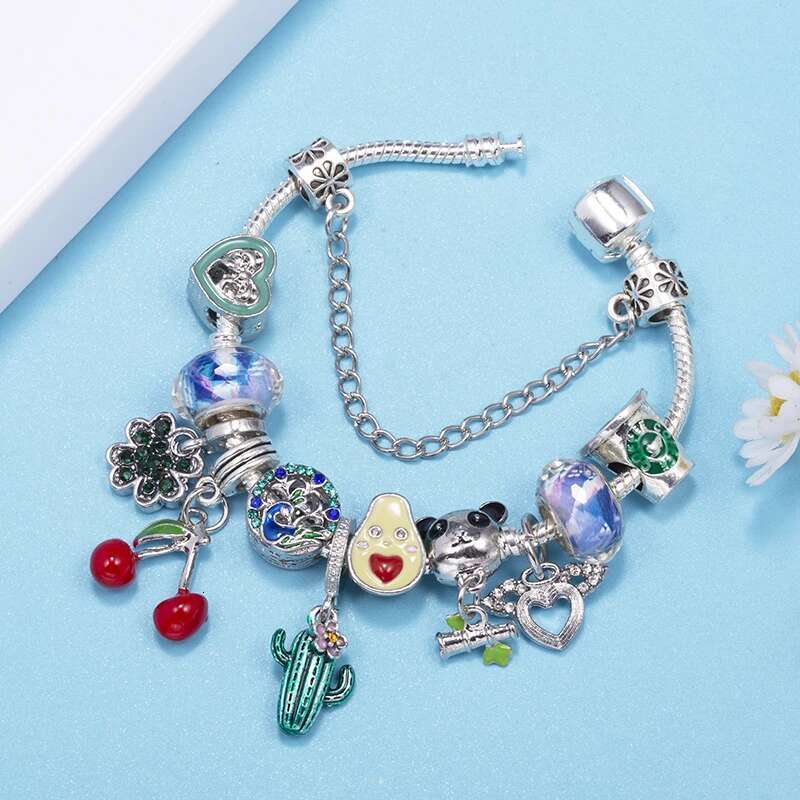 Fashion New Trendy Brand Charm Bracelets Fits Cactus Avocado Beads Bracelet Bangles For Women Kids Bijoux Pulseras Jewelry Gift