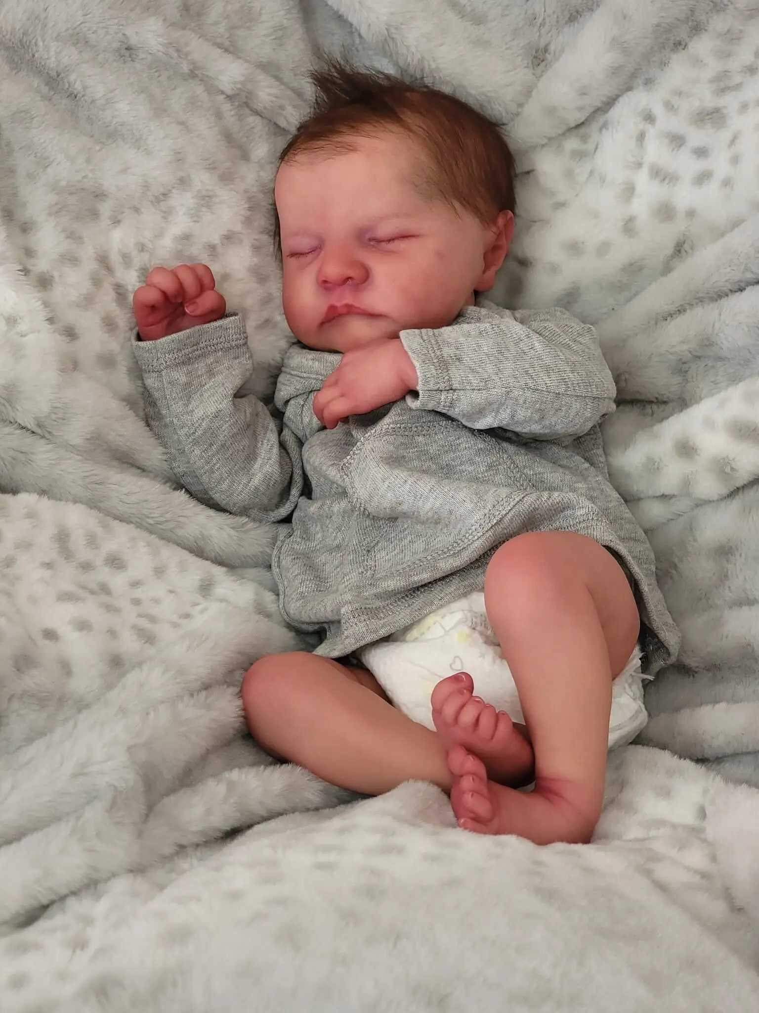 NPK 19 inch silicone vinyl regenerated doll Levi newborn baby size boy doll 3D skin high-quality gift W250320