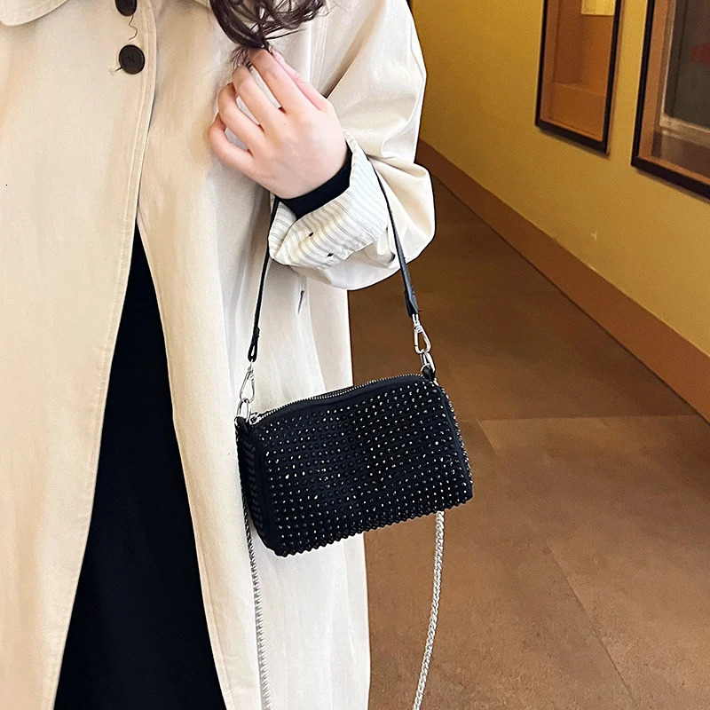 Diamond Deluxe Evening Bag for Women Cylindrical Diamond Cross Body Bag Party Fashion Handbag Shoulder Bag 250318