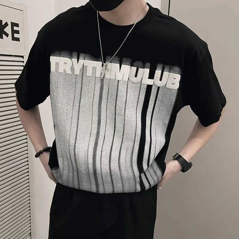 Mens Summer New O-neck Printing Loose T Shirts Short Sleeve All-match Youth Street Casual Tops Fashion Vintage Mens ClothingT250319