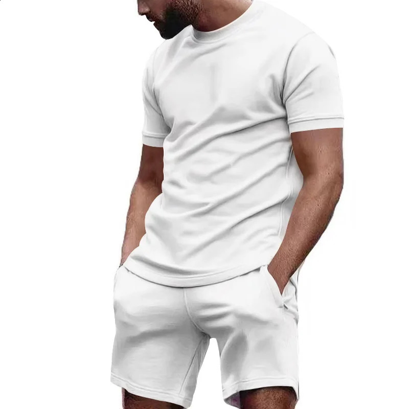 summer mens sportswear short sleeved T-shirt sports shorts Quick drying breathable and cool Fitness Fashion two-piece set 250319