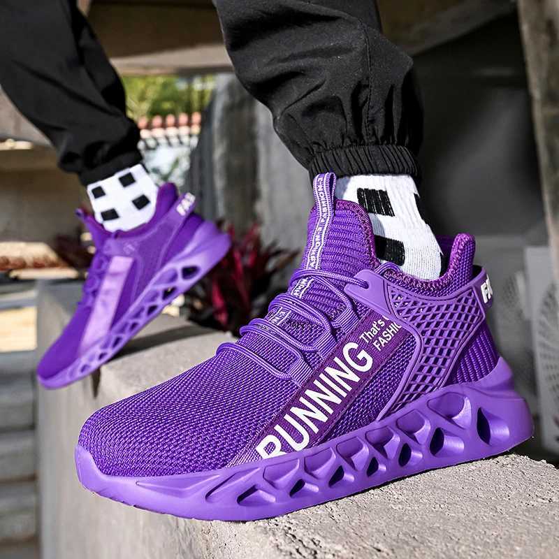 Fashionable purple running shoes for men outdoor breathable casual sports shoes for women trend coaches lightweight anti slip mens sports shoesW250320