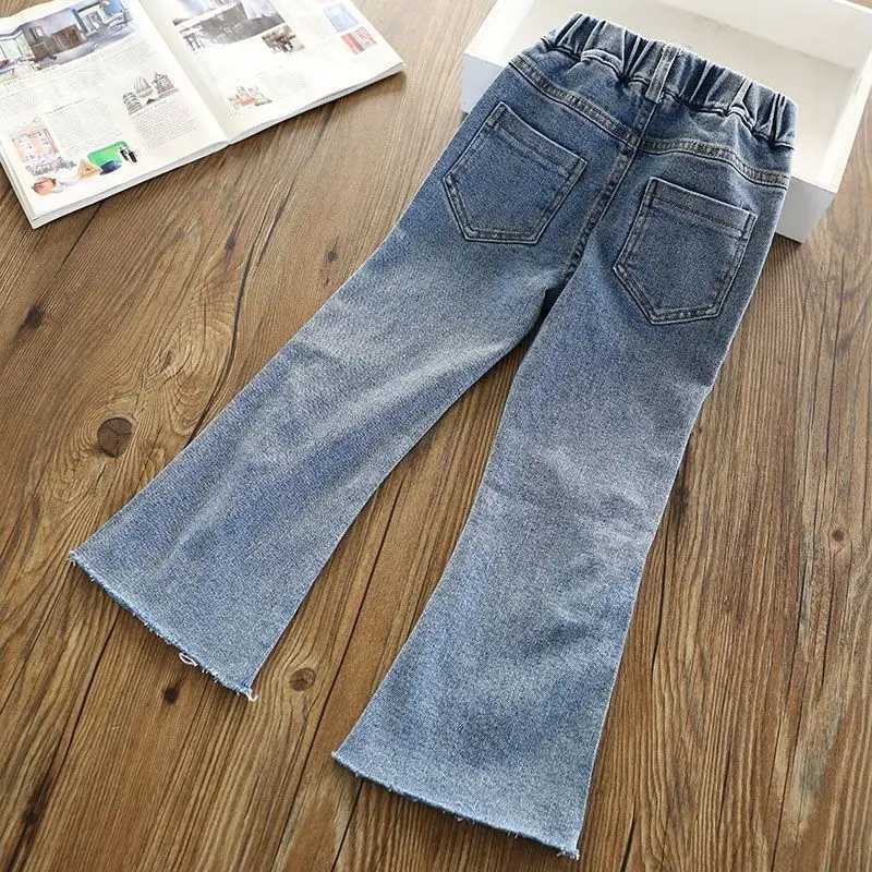 3-12Y Girls Jeans Spring/Summer 2024 New Korean Childrens Edition Western Flash Pants Girls Spring PantsT2502320