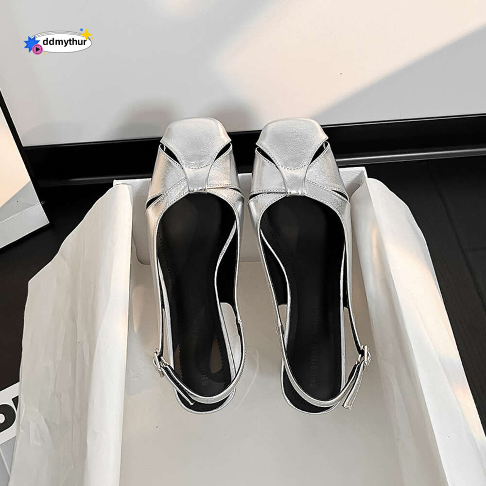 2024 Summer New Trendy Small Sier Headband Strap High Heels Korean Edition Back Air Sandals for Women ddmythur