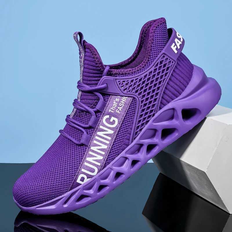 Fashionable purple running shoes for men outdoor breathable casual sports shoes for women trend coaches lightweight anti slip mens sports shoesW250320