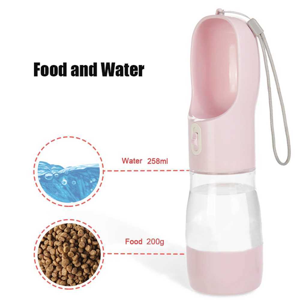 Portable pet dog water bottle with food container small dog and cat water dispenser suitable for small and large dog travel Chihuahua drinking bowl Y2