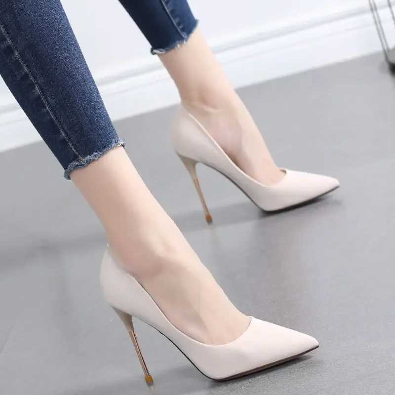 2024 Spring New Collection High H Versatile Metal Thin Heel French Style Off Womens Shoes Sexy Color Rubber Y250319