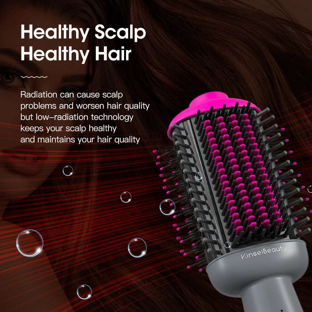 Kinseibeauty Dryer And Straightening 2In1 Ion Straightener Hair Electric Hot Air Brush Anti-Ig Blower