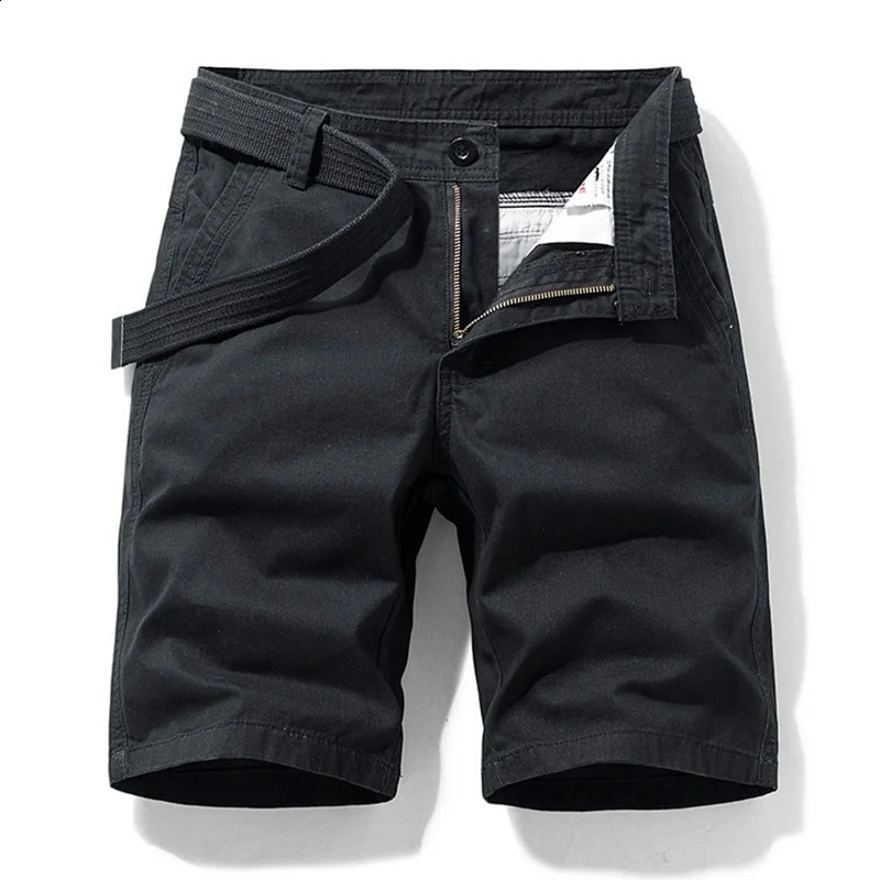 Mens summer casual solid cargo shorts mens fashionable cotton tactical outdoor breathable jogging 250312