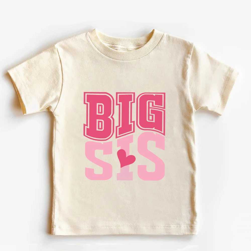 BIG SIS/LIL SIS Printed Vintage Childrens T-shirt Short Sleeve Round Neck Casual T-shirt sisters Vintage Family Matching SetT250320
