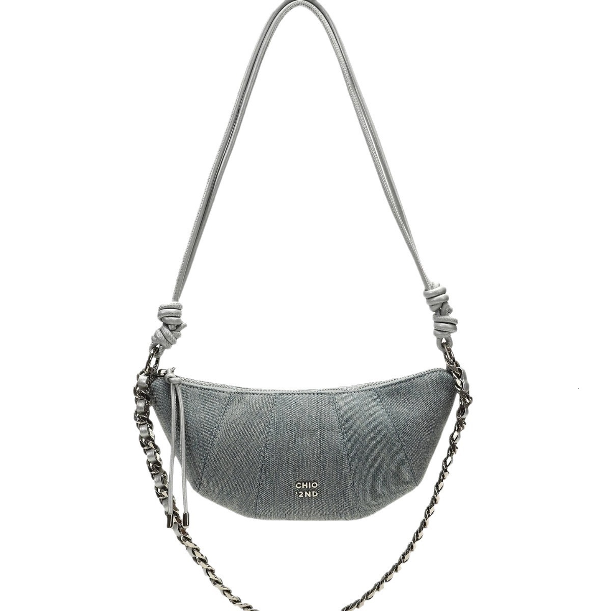 Zurich Street Corner Crescent Bag, Niche Denim Blue Shoulder Crossbody Bag, Women's Horn Bag