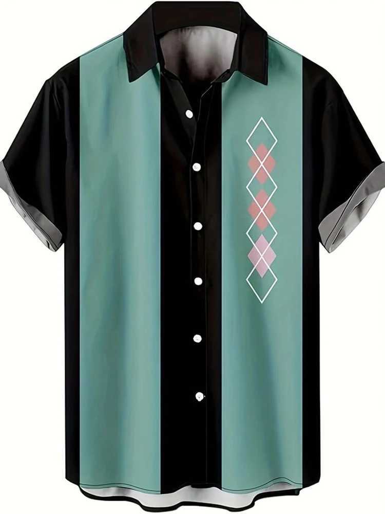 New Summer Outdoor Casual Mens Short Sleeves Striped Printed Mens Shirts Street Daily Fashion Mens Short Sleeves M250320