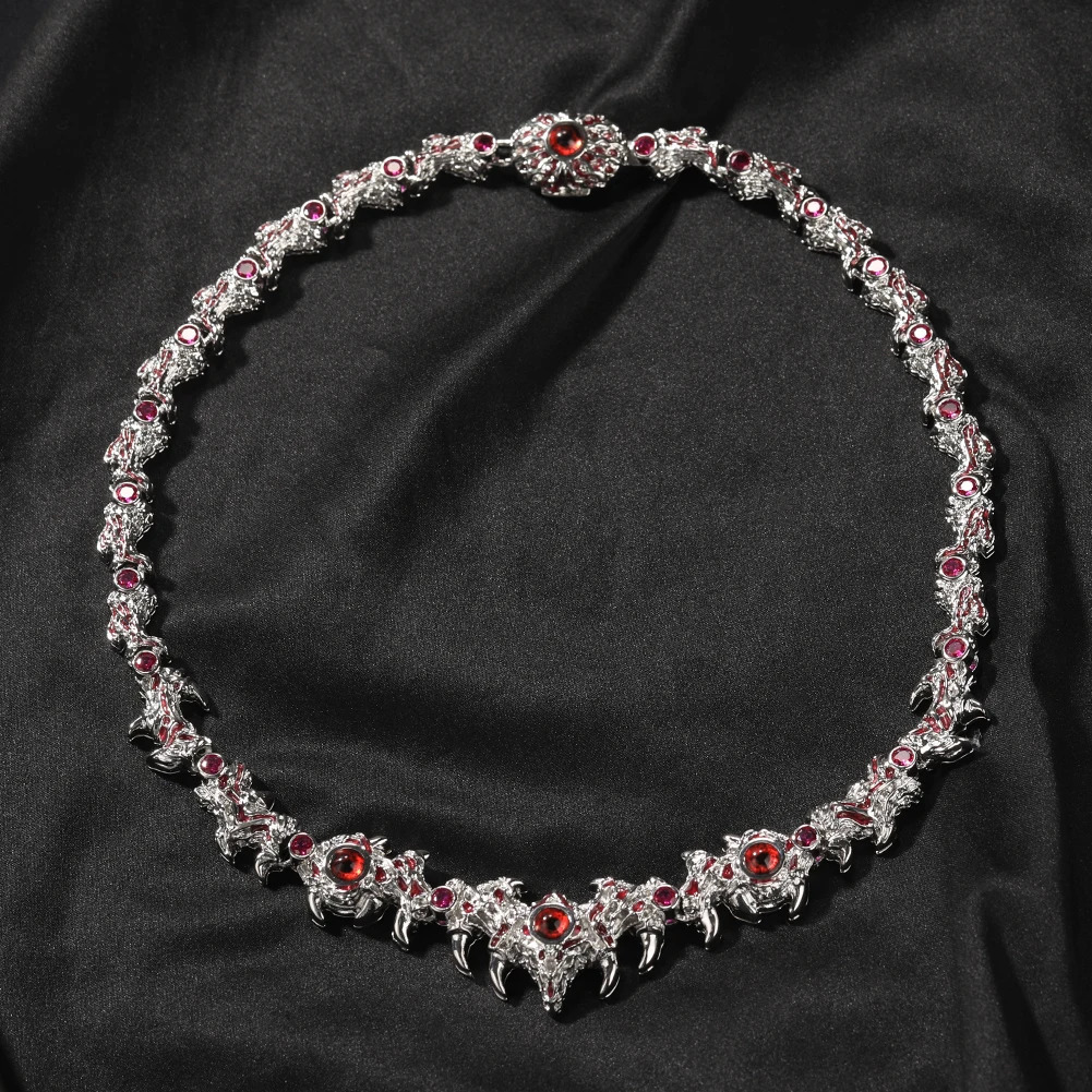 UWIN Iced Out Silver Color Red Eyes Chain Necklaces for Women Men Thrilled Claws Cubic Zirconia Hip Hop Jewelry for Gift 250318