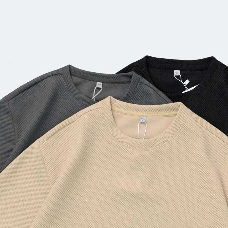 Summer mens solid color loose round neck solid color T-shirt breathableT250319