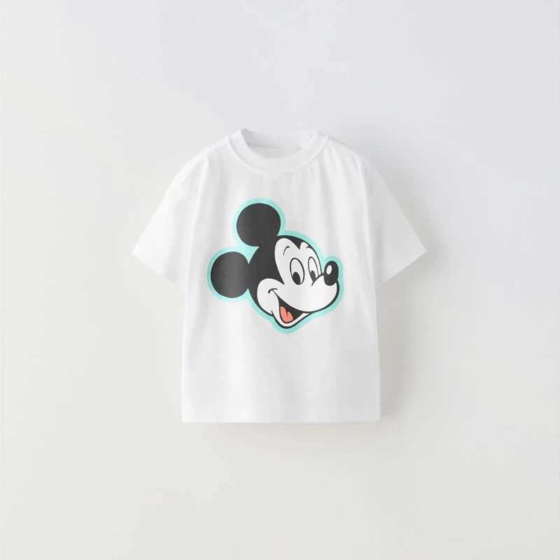 Black T-shirt printed top baby summer clothing cartoon short sleeved T-shirt simple and cute loose bottom shirt childrens thin pure cotton clothingT25