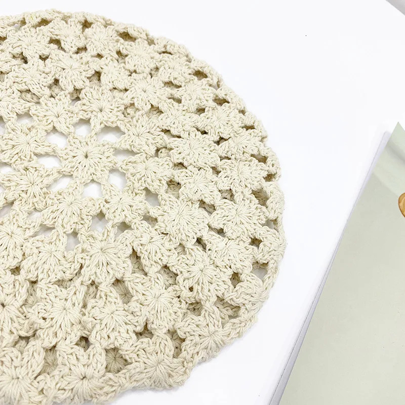 Hollow Out n Womens knitted hat Beanies Lady Girl Beret hat Crochet Soft Artist hat French Painter Pumpkin hat Caps Gorro 250320