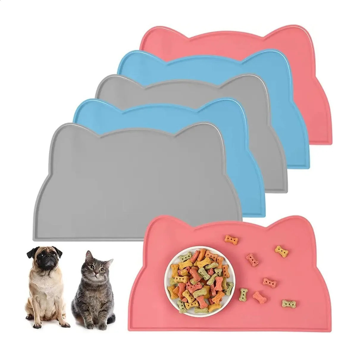 Food grade silicone cat pads are dustproof easy to clean waterproof and leak proof for dog bowl pet products 250312