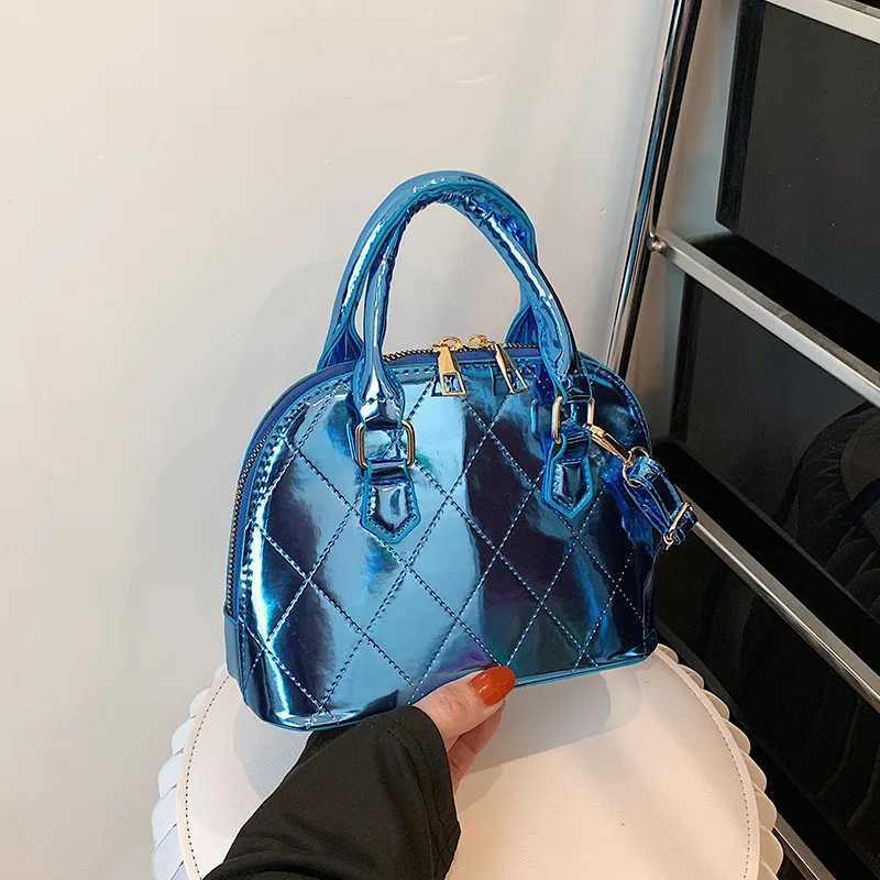Luxury designer Plaid Quilted patented leather womens handbag Korean cross body bag small shell handbag 2023 summer new item Y250319