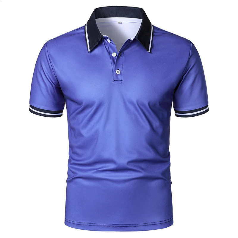 Summer Fashion Short Sleeve Lapel Polo Shirt Men Casual Spell Color Lapel Golf Polo Shirt Men Sport Comfortable Polo Shirt 250319