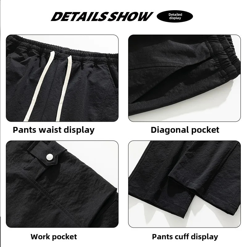 Fashionable retro straight leg mens loose fit wide pocket n classic casual pants American style 250317