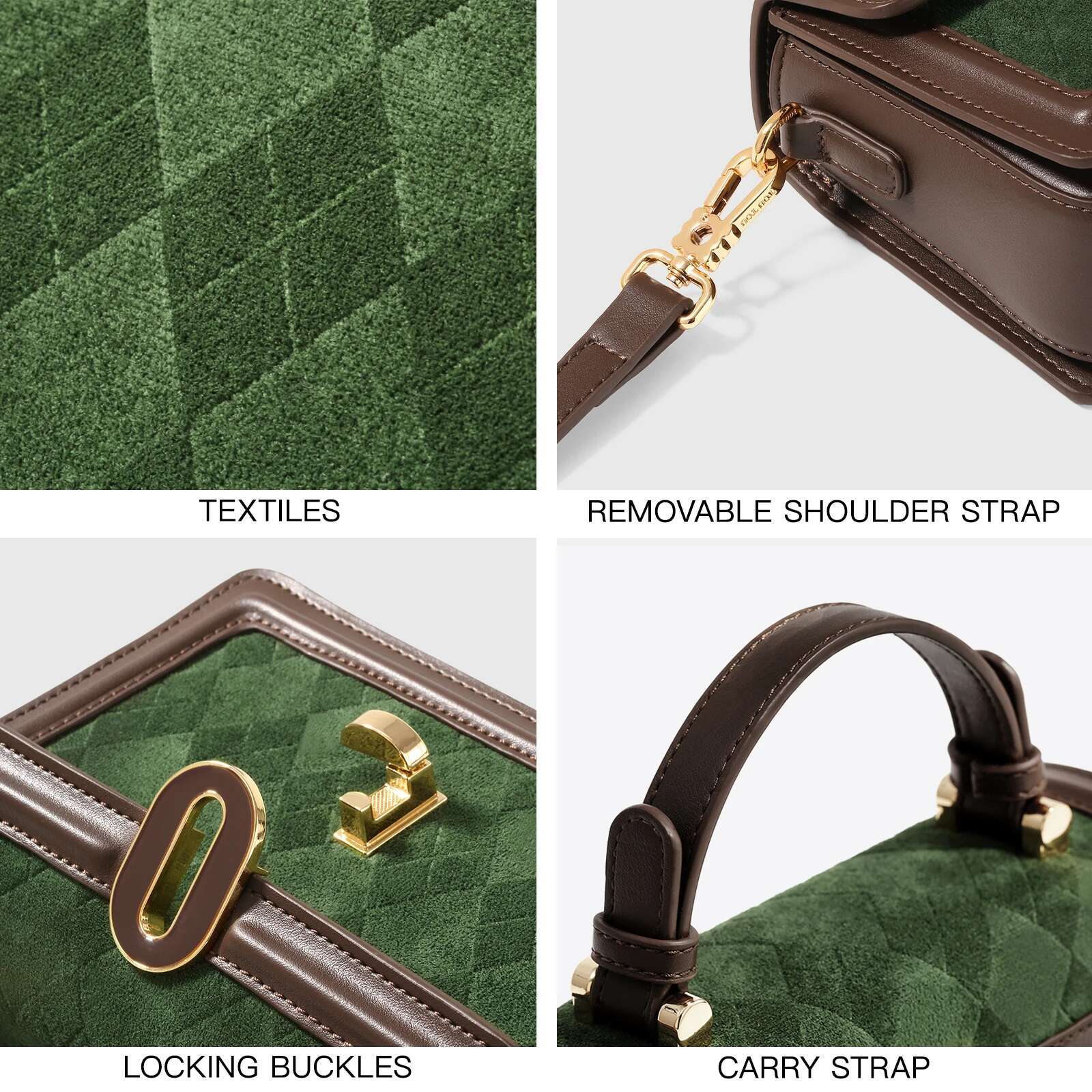 TOUTOU Small Square Autumn Original Designer Brand Handbag Retro Dia Grid Green Single Shoulder Crossbody Bag Christmas
