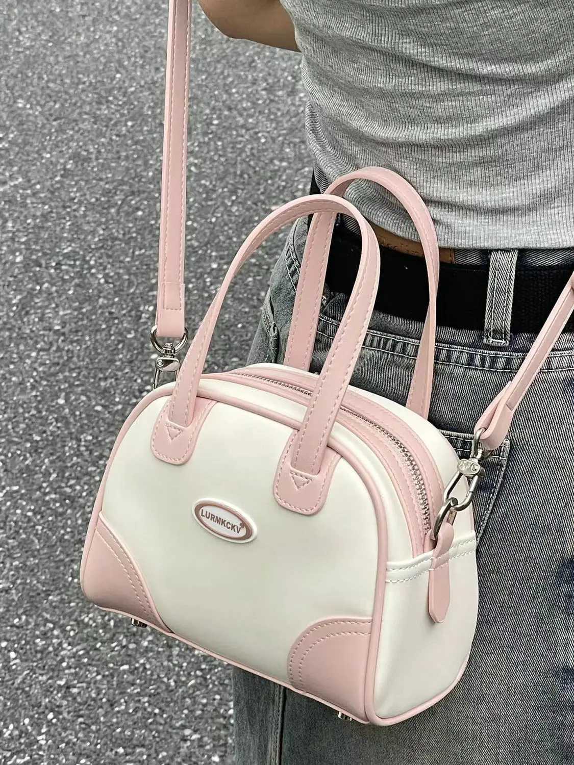 JIAERDI Sweet Cool Y2k Hand Bag Women Hot Girls Pu Leather Casual Crossbody Bags Purse Female Vintage Bowling Mini Bag New Y250319