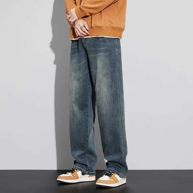 American nostalgic trend brand high street pocket wide leg jeans for spring cool and high-quality fabric comfortable skin breathable jeansT250319