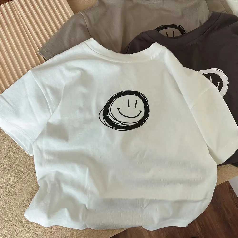 Children Simple TShirt Solid Color Versatile Short Sleeve Tops For Boys And Girls Summer New Baby Thin Cotton Bottoming ShirtT250320