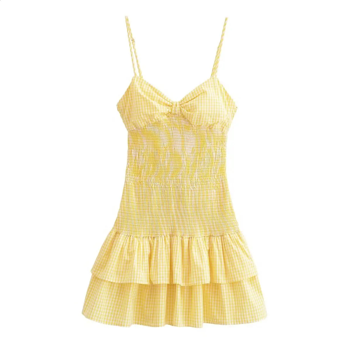 ZAR4 Summer Womens Fashion Elegant Small Flat Bow Decorative Splicing Sling Dress 250314