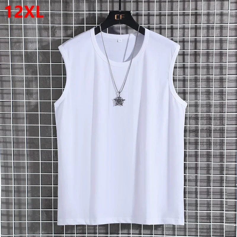 Summer mens sports cotton sleeveless Tshirt round neck loose Tank Tops singlet men 8XL 9XL 10XL 12XL 250319