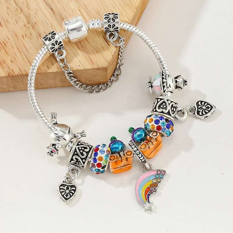 2021 Trendy Rainbow Pendant Charm Bracelet With Colorful Unicorn Beads Bracelets For Women Kids Jewelry Pulseras Special Offer