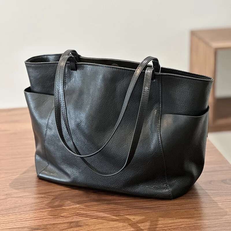 Woman Handbags Vegetable Tanned Cowhide Leather Tote For Women 2024 New High Quality Ladies Shoulder Practical Commuter Bag