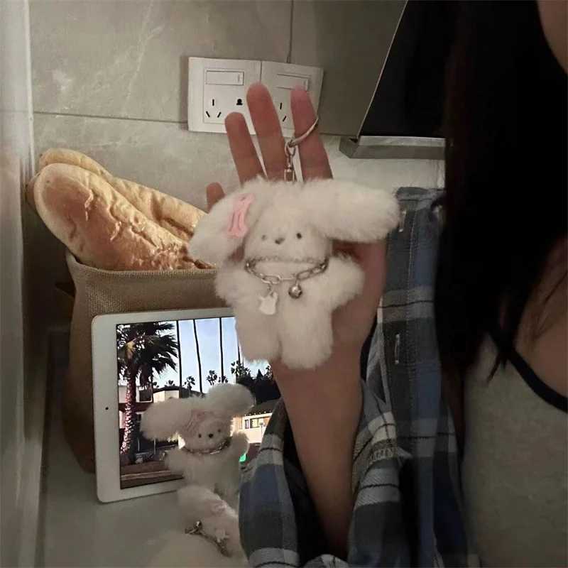Flight Rabbit puppy keychain with necklace and hair cute plush doll bag charming girl heart set keychainXJ250319