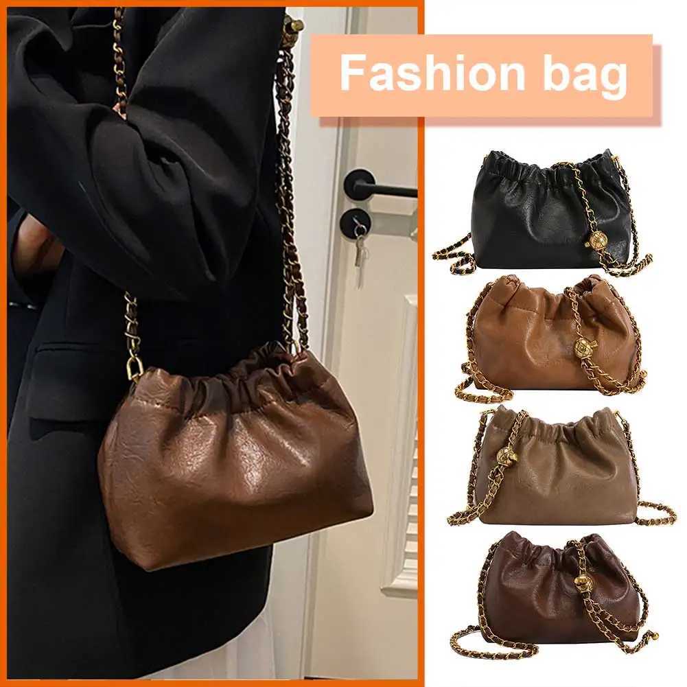 Womens chain shoulder bag PU leather cross body casual messenger bag Womens chain shoulder bag Y250319