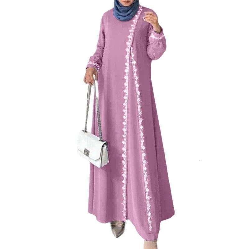 H726 # Muslim Lace Robe Dress, Fashionable Long Sleeved Vest, Women's Spring Casual Dress
