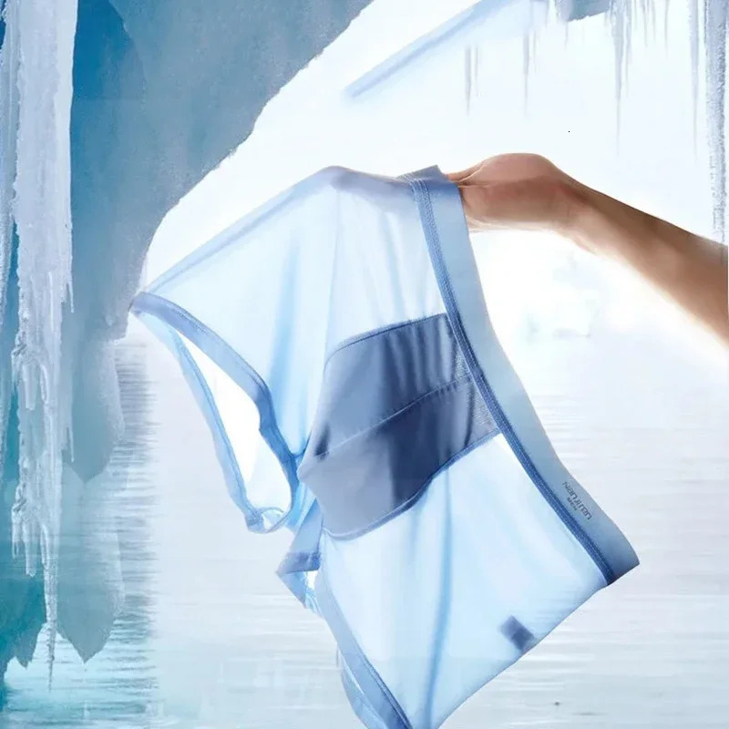 4 piecesbatch mens boxing ice silk graphene underwear breathable ultrathin summer 250320
