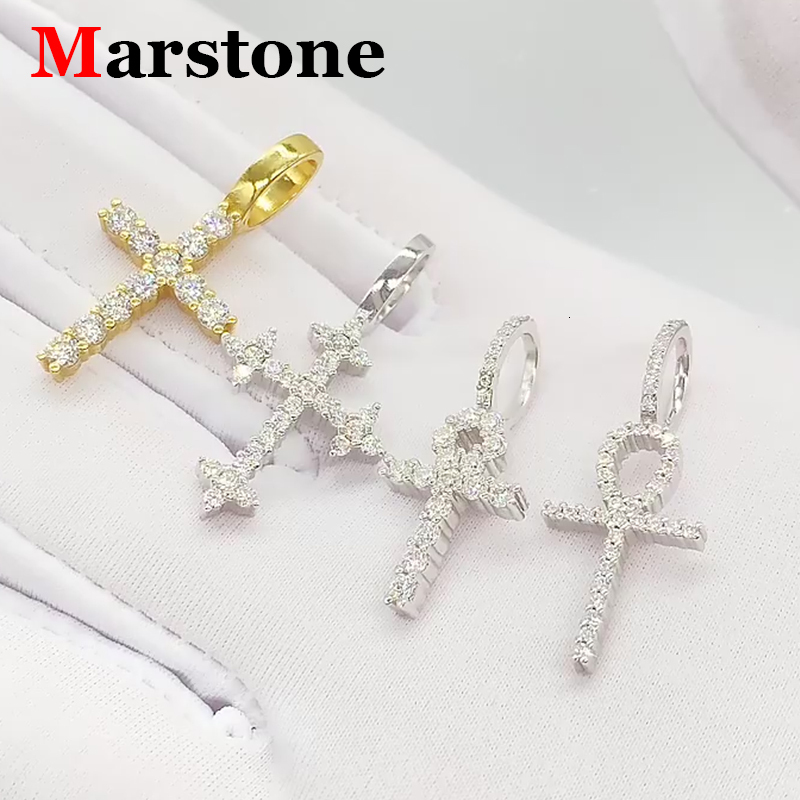 12 Styles Full Moissanite Diamond D Color Cross Pendant S925 Sterling Sliver White Gold Moissanite Pendant for Women Men