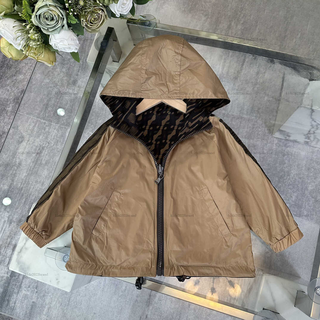 New hooded baby coat Letter printing design boys girls Jacket kids designer clothes autumn Brown design child Outwear A235X07N061