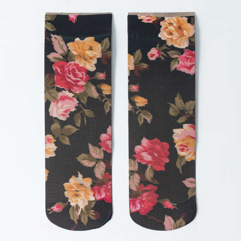Printed Leopard Print Stockings, Short With Snake Print, Summer Single Shoes, High Elasticity, Breathable, Ultra-Thin Socks