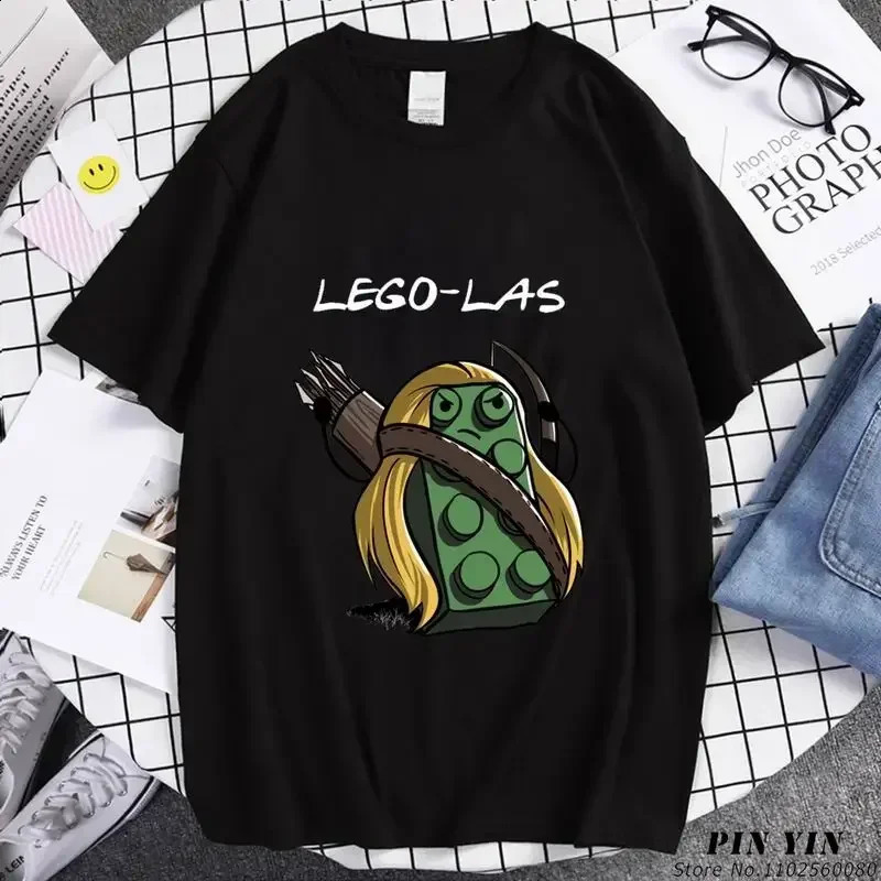 Funny Anime Cartoons Legolas Printed Men Tshirt Top for Women Humor Summer Fashion Short Sleeve T Shirt Y2k Streetwear 250311