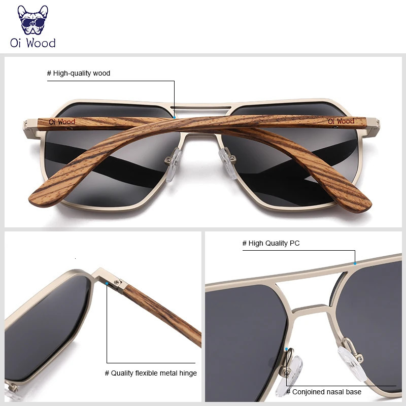 Oi Wood High Quality Fashion Alloy Sunglasses Men Women Wooden Polarized Sun Glasses Driving Uv400 De Sol 8059 250318