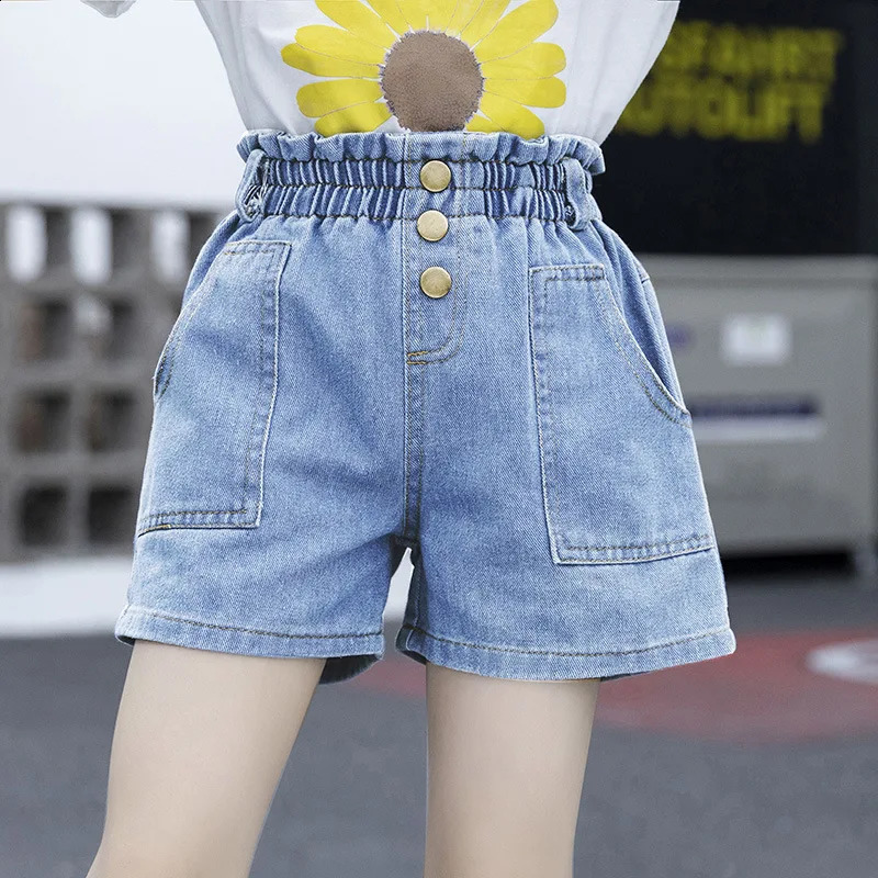 Summer High Waist Toddler Teen Girls Denim Shorts Classic n Childrens Soft Jeans 250312