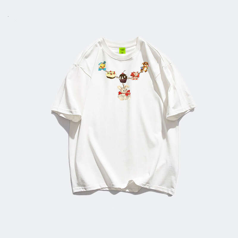 Top Shirts for Women Designer 100% Pure Cotton American High Street Shoulder Short Sleeved T-shirt for Women in Summer 2025 New Niche Lazy Design Top
