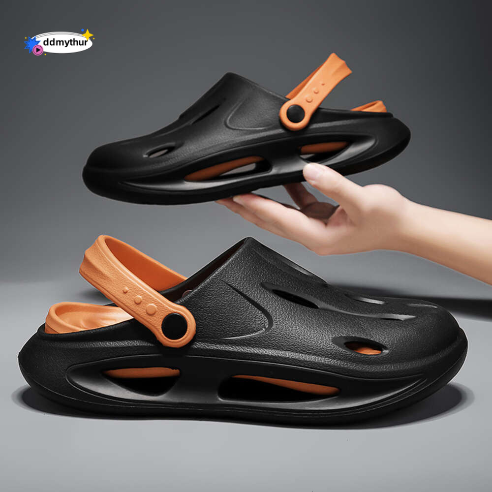 2024 new thick Colour sandals summer non-slip beach outdoor soft soled slippers leaking shoes for men ddmythur