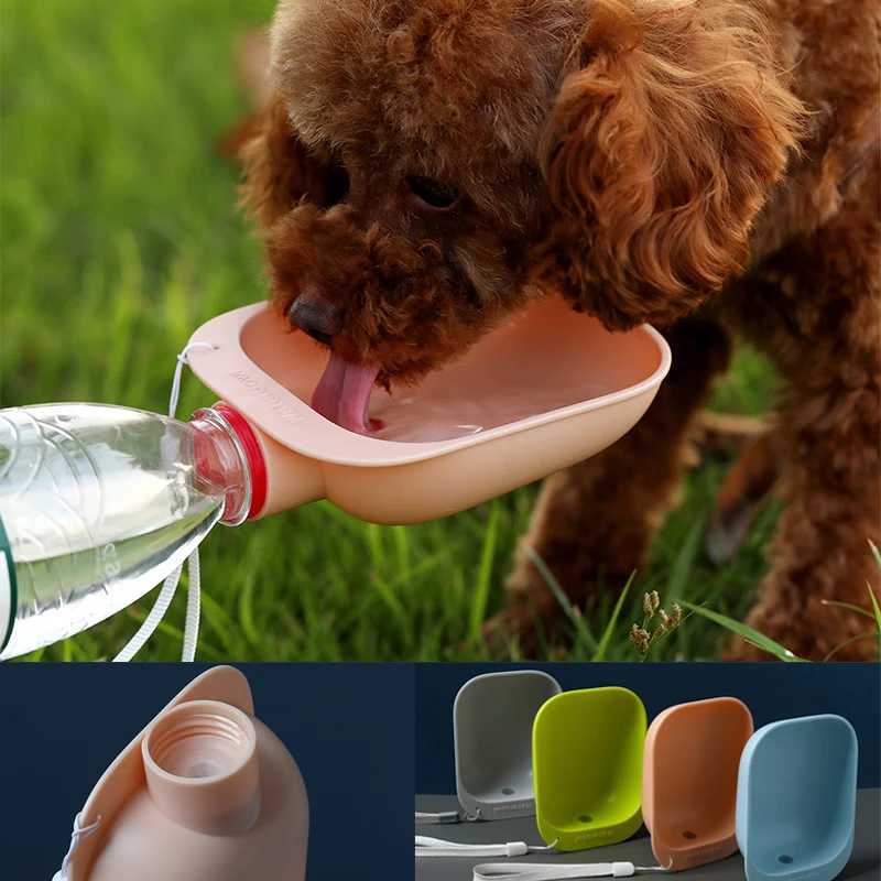 Dog Travel Water Bottle Portable Dog Outdoor Feeding Water Bowl Pets Mineral Water Bottle Connector Walking Dog Supplies Y250319