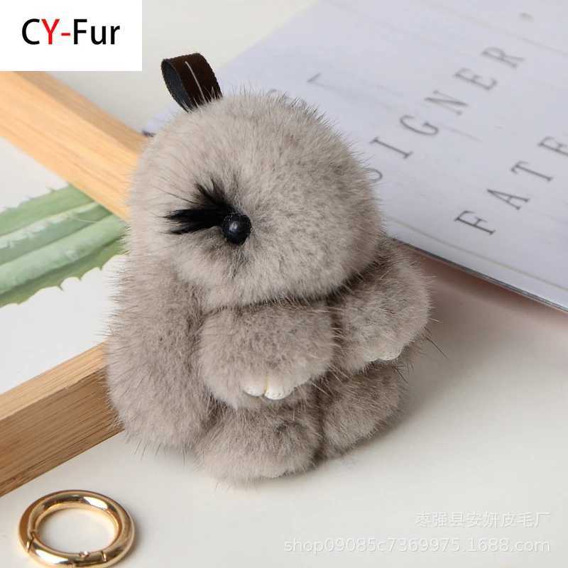 Cute rabbit real mink rabbit keychain bag wallet charm animal lover pocket girl gift accessoriesXJ250319