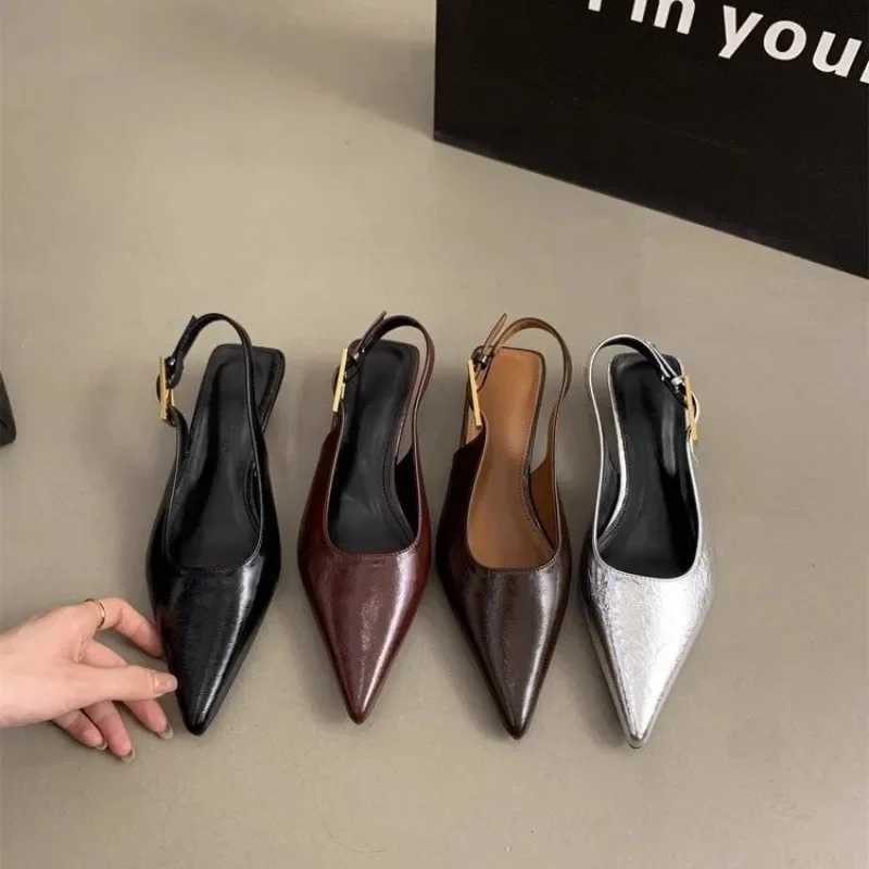 Gold Sier High Heel Pointed Toe Wen Slingback Shoes Wan hot Elegant Summer French Style Back Empty Single Pumps Z250311