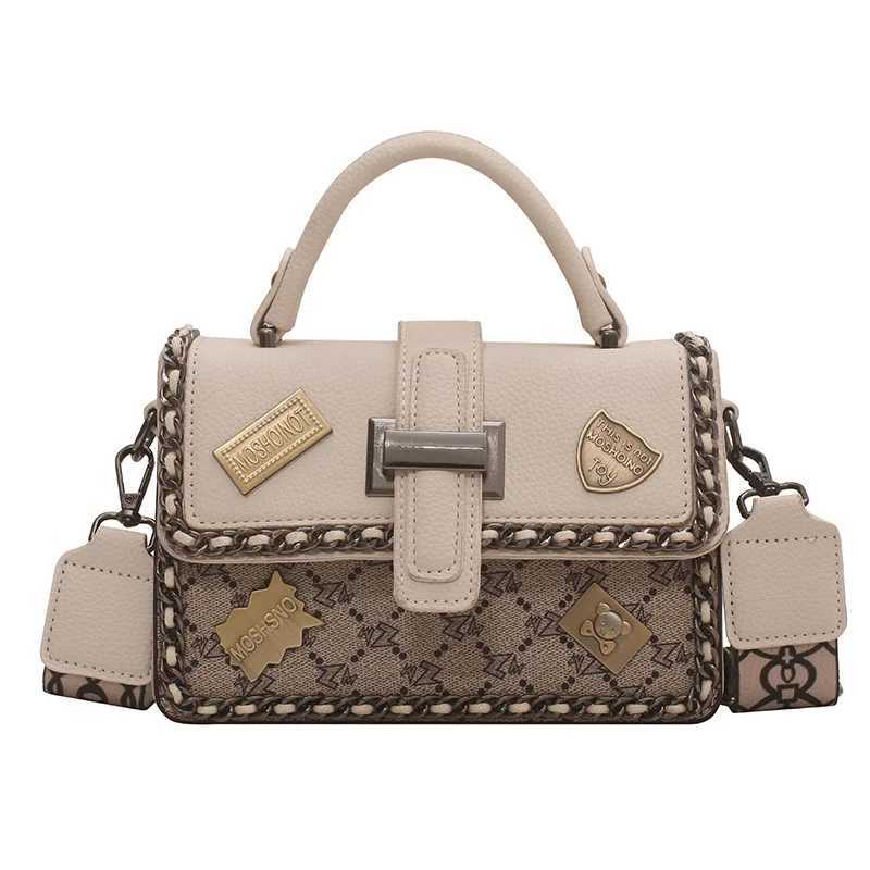 Simple student commuting handbag small square bag retro color collision girl shoulder bag fashionable splicing girl cross bag car street Y250319