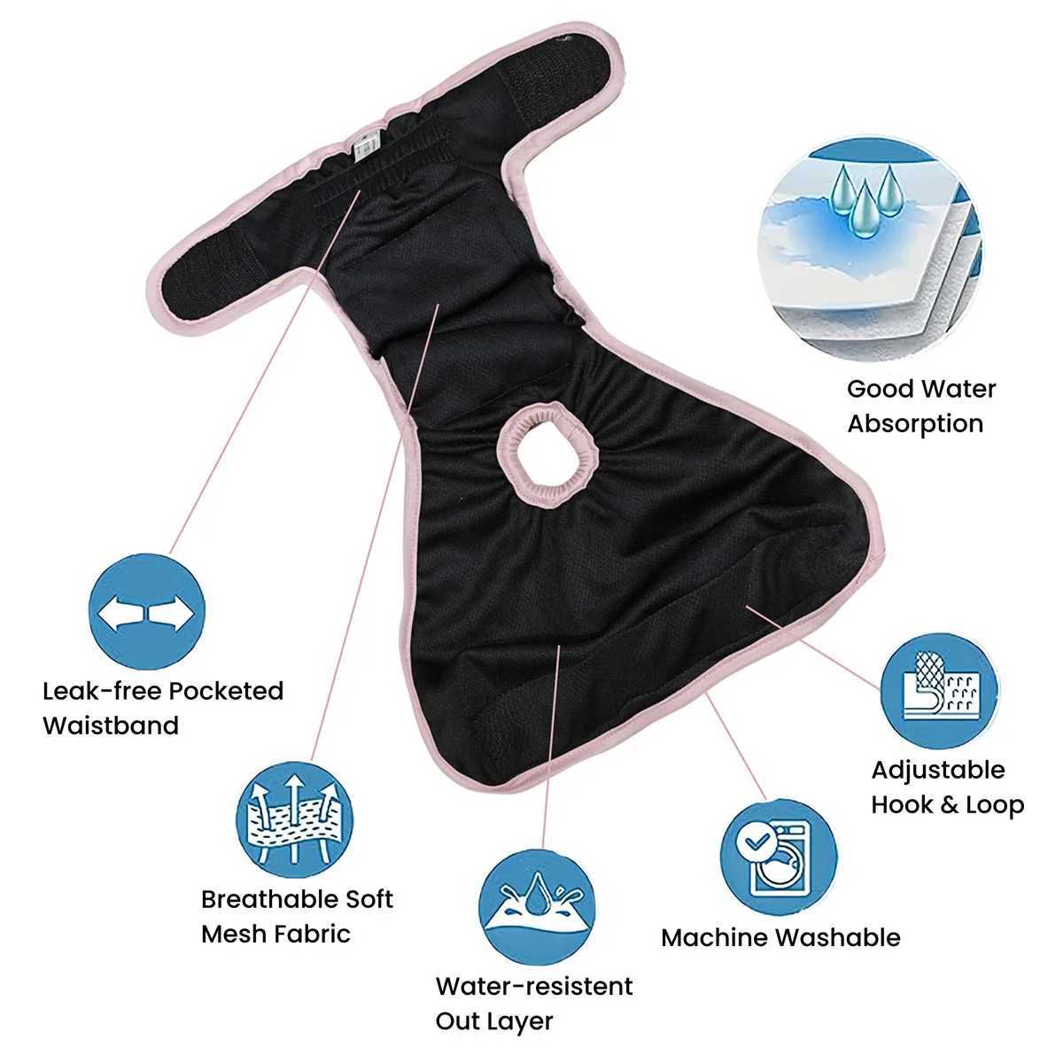 Washable Belly Band Highly Absorbent Female Dog Diaper Adjustable Pet Physiological Pant for Puppy Leak Proof Pee Panties Diapers Y250320