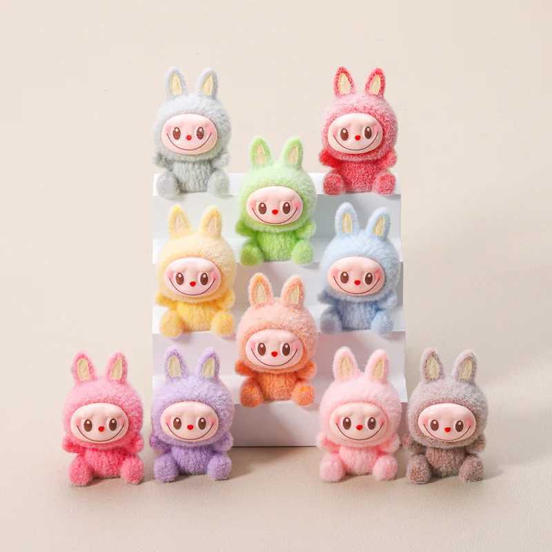 Mini Labubu doll Macaron plush cute mini doll anime character model decoration cute blind bag keychain pendant mysterious box giftXJ250319
